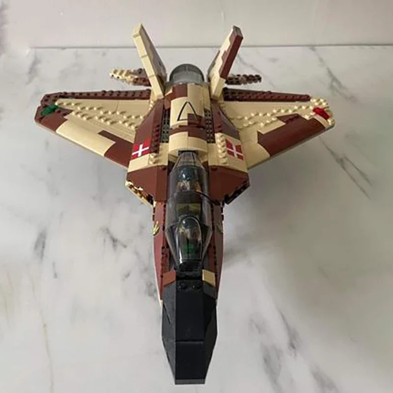 Moc Building Bricks Military Desert Camo Power Jet Fighter Model Technology Modular Blocks DIY Set Assembly Christmas Gift