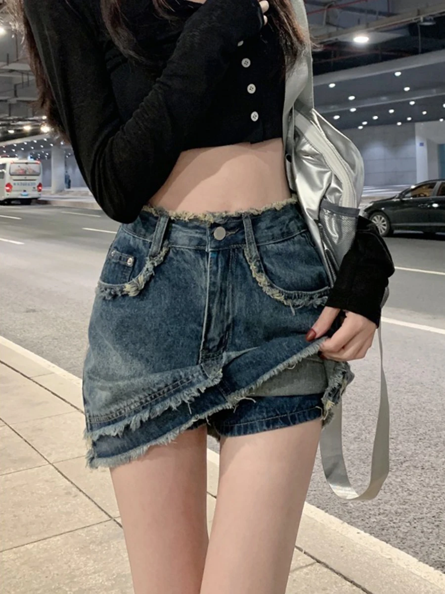 Spicy Girl Gonna di jeans retrò Primavera Estate da donna Taglie forti Design Sensation Small Cro Fce A-Line Body ort...