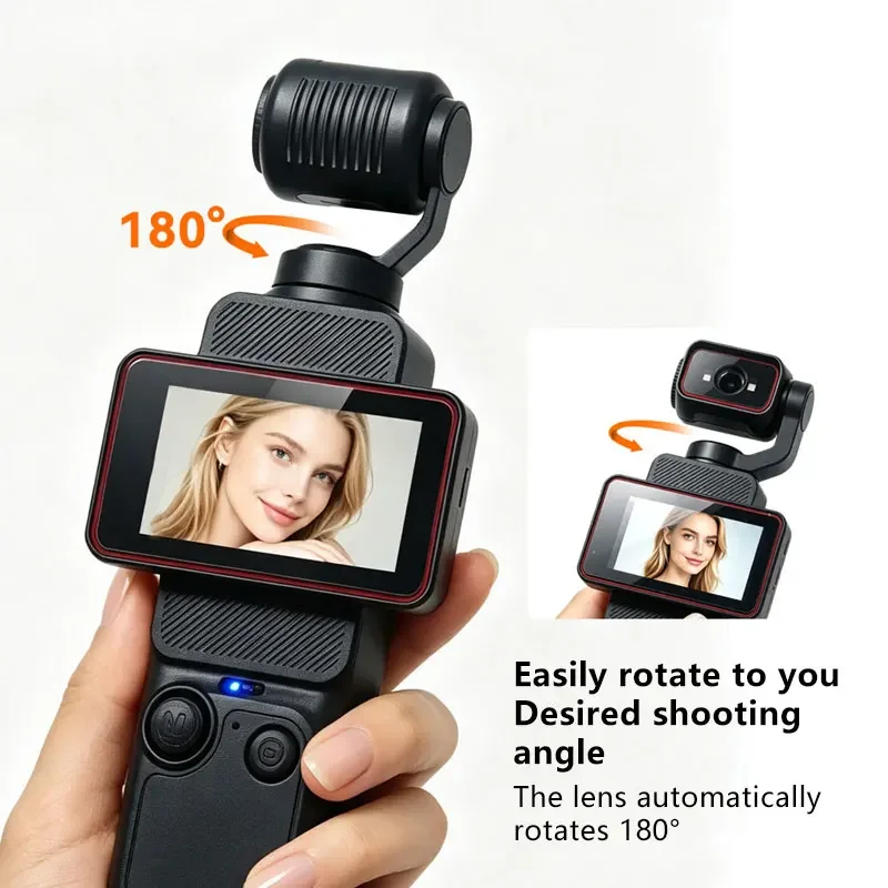 Lenovo 4K Handheld-Gimbal-Kamera mit WLAN-Übertragung, Bildstabilisierung und HD-Drehbildschirm für Reisen und Outdoor-Vlogging – Detail 1