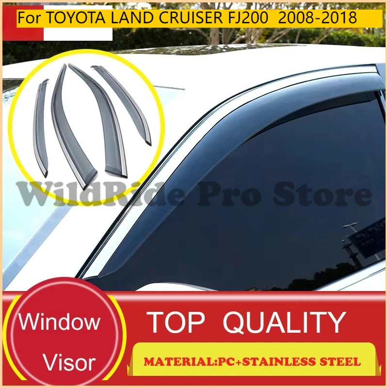 

For TOYOTA LAND CRUISER FJ200 2008-2018 Car Injection Window Deflectors Vent Visor, High Quality with Stainless Steel.