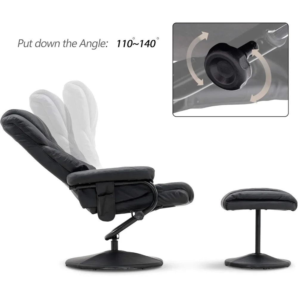 Fauteuil inclinable en similicuir avec massage, fauteuil inclinable avec ions oman, fauteuil inclinable noir, chaise de salon à 360 chocs, 4901