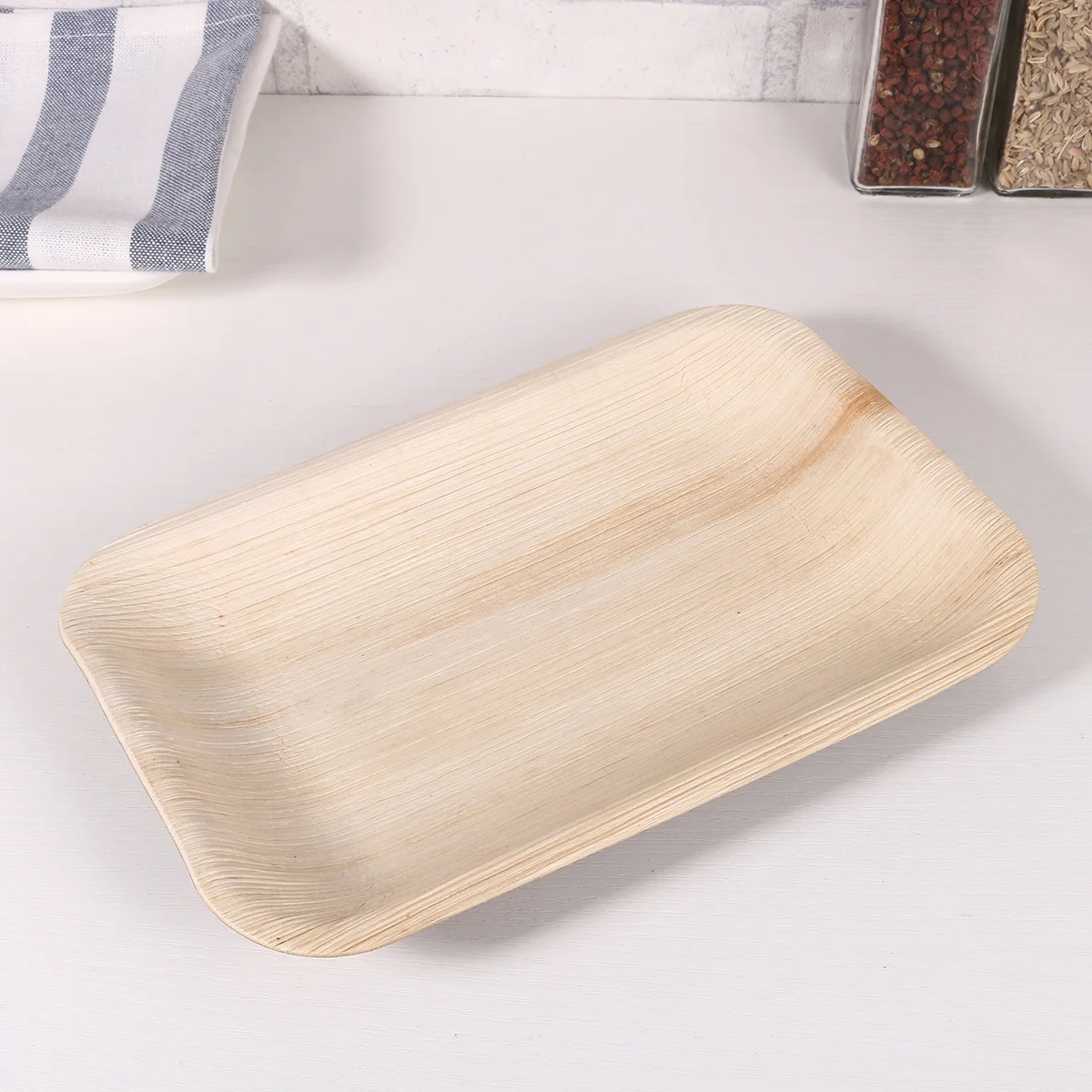 

5Pcs Palm Leaf Disposable Degradable Plates Party Wooden Plates for Cake Dessert Fruit Serving Tableware Supplies