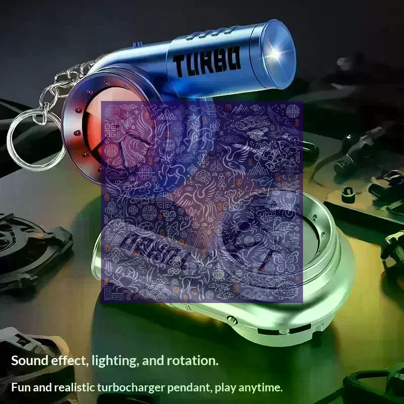 With Sound Turbo Key Chain Light Torch Car Keyring Turbocharging Pendant Plastic Spinning Simulation Turbo Christma Gifts