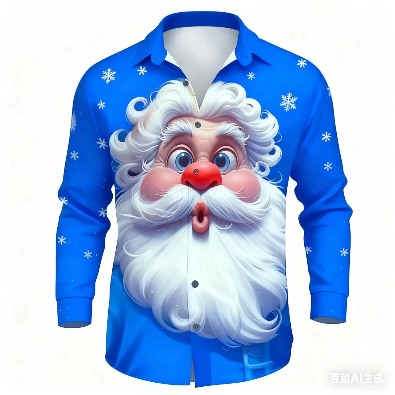 

Men's fashion long sleeved shirt with Christmas quirky elderly theme design 3D printed pattern men's lapel button casual outdoor