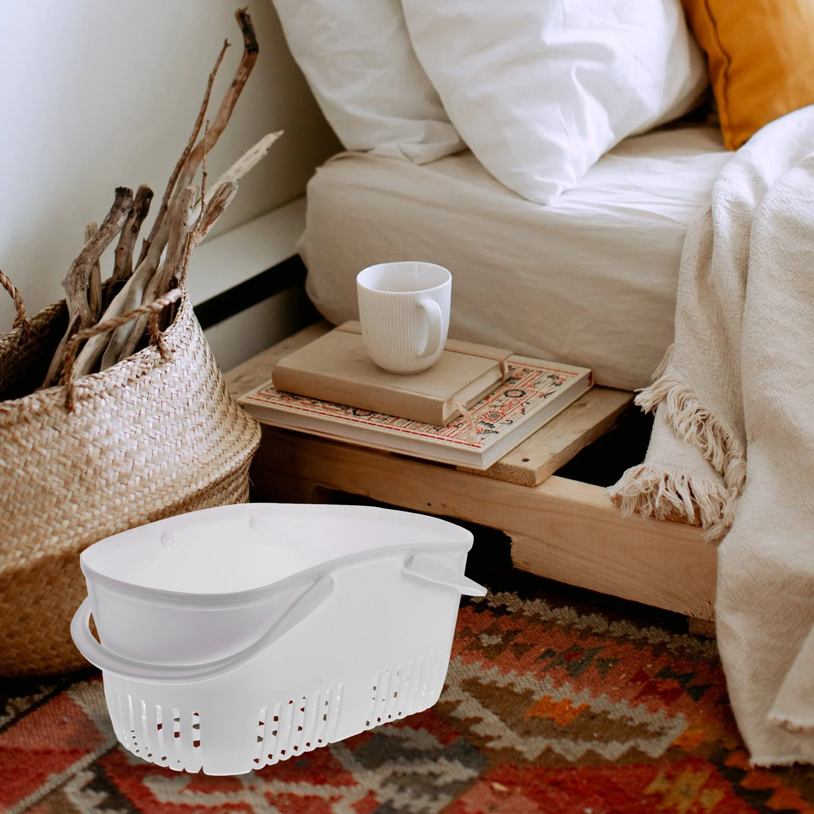 

Plastic Bath Basket Hollow out Design Storage Container Shampoo Holder Bathroom Sundry Wash Drainage Strong Quality