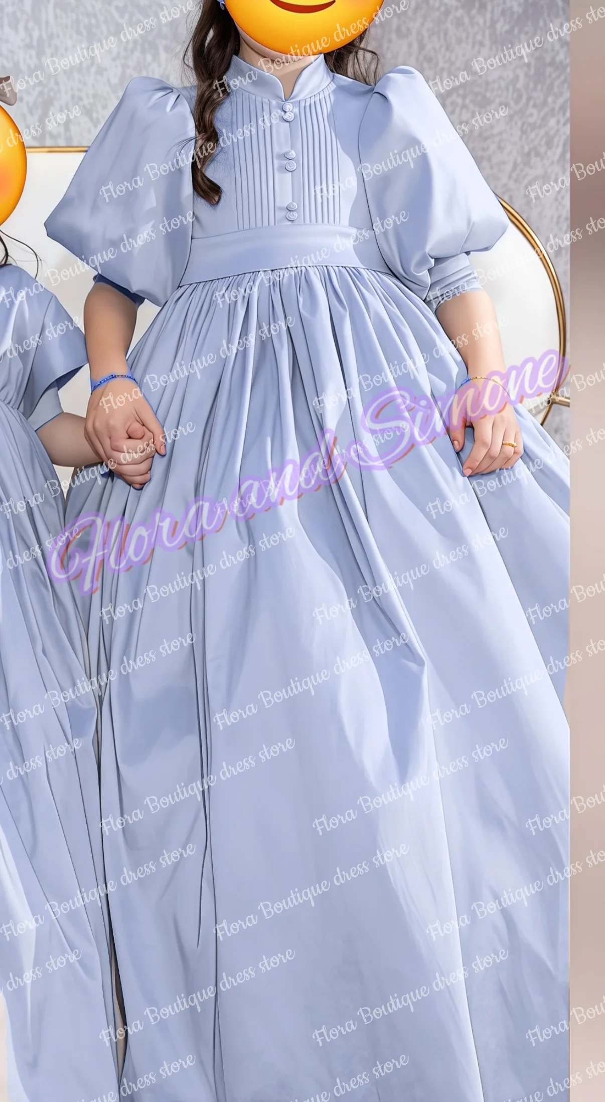 Elegant Pink First Communion Dresses HAlf Puff Sleeve Satin Customized A- Line Floor Length Flower Girl Dress Kids Birthday Gown image 5