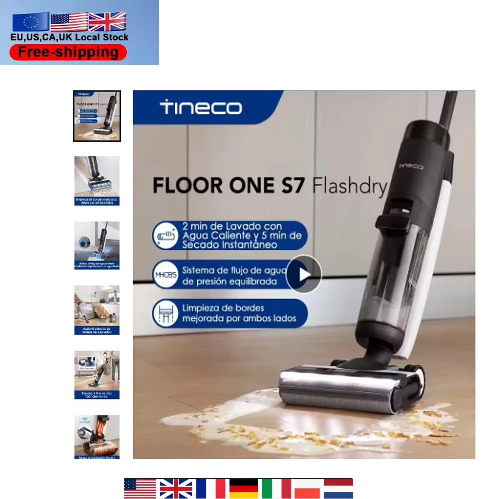 S7 FlashDry Smart Cordless Wet Dry Vacuum for Sticky Messes 158℉Hot Air Flash Drying Dual-sided Edge Cleaning ﻿