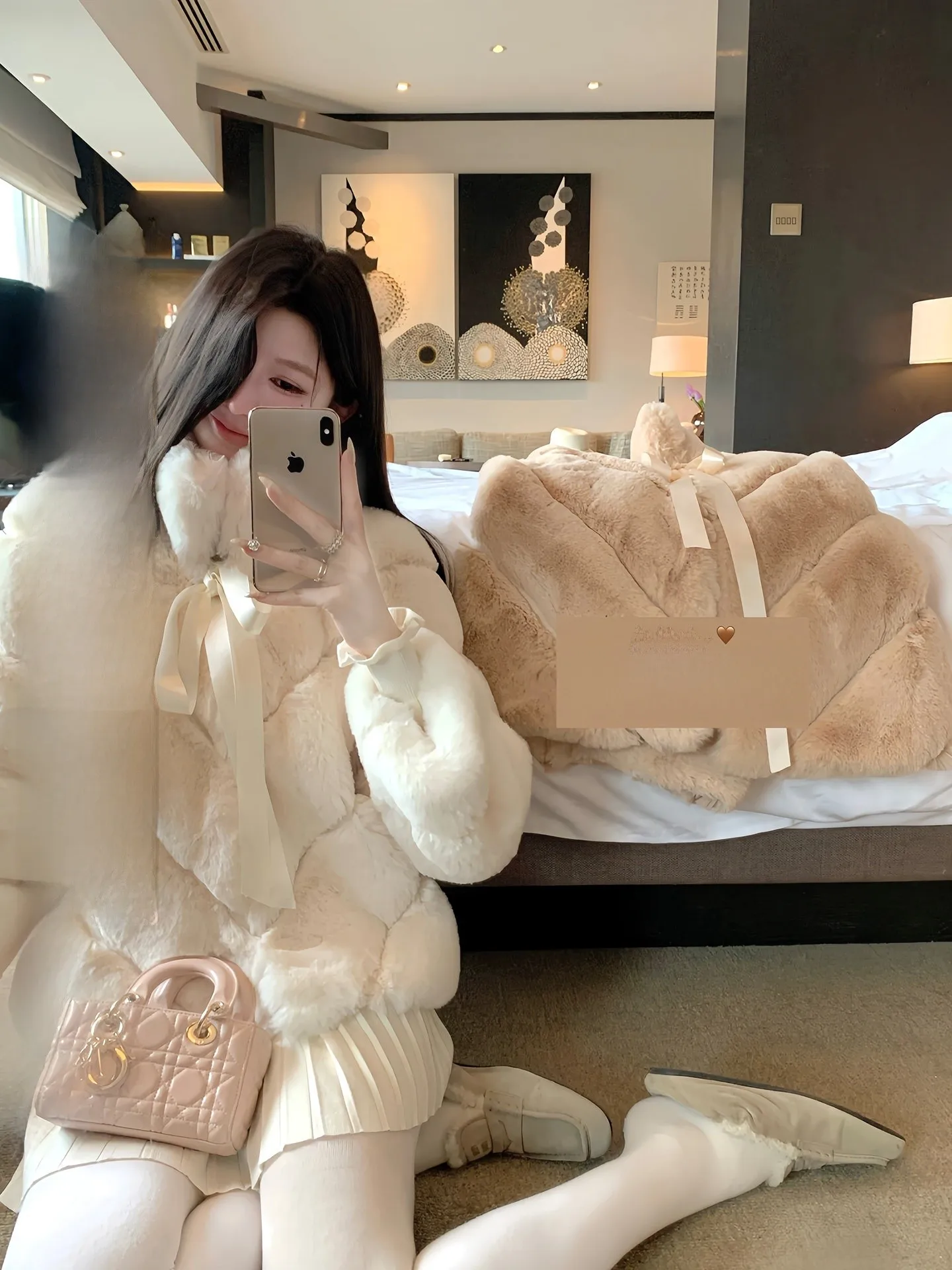 

Экологичная женская свободная теплая короткая куртка из искусственного кроличьего меха с воротником-стойкой в корейском стиле, из полиэфирного волокна, с длинными рукавами, цветная