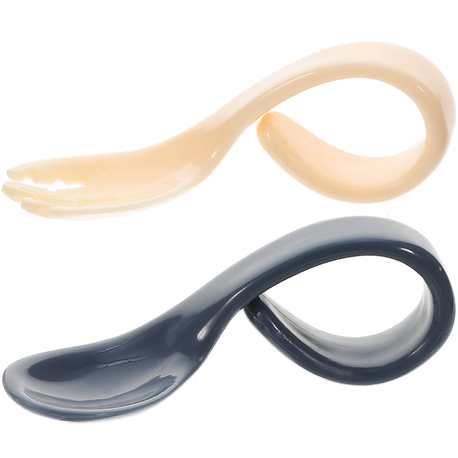 

1 комплект, 1 комплект, набор ложек для кормления младенцев, вилок, изогнутый дизайн, термостойкая нескользящая ручка для малышей, обучающая посуда