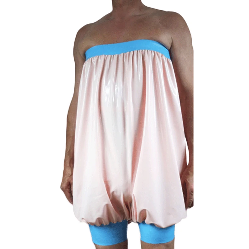 

Pink And Lack Blue Latex Bodysuits Diaper Loosely Rubber Shorts Underwear Catsuit Briefs Bottoms Plus Size LTY-0347