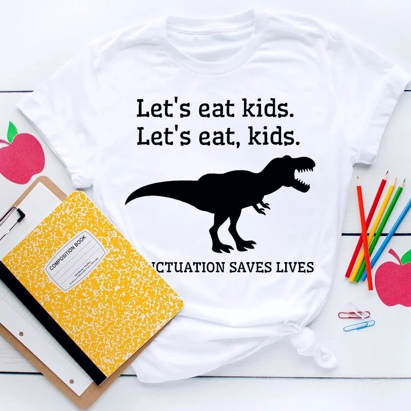 New Teacher Appreciation Week Dinosaur Printed Tee Shirts Women Men Casual Short Sleeve Summer Tops Funny Printed Y2k Clothes
