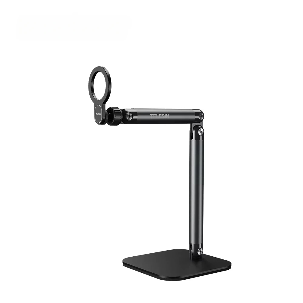 Magnetic Phone/Tablet Desk Stand, Heavy Metal Base, 360° Rotation, Adjustable Height & Angle for iPad Video Calls/Vlog