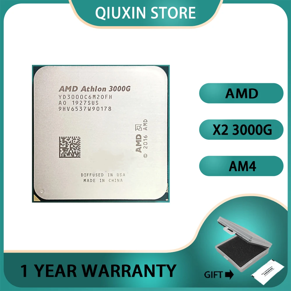 

AMD Athlon 3000G X2 3000G CPU 3.5 GHz Dual-Core Quad-Thread Socket AM4 Processor YD3000C6M2OFH