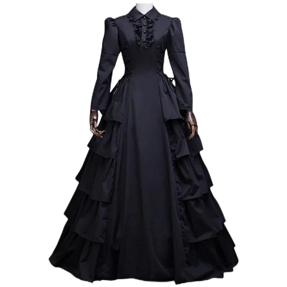 Steampunk خمر المرأة القرون الوسطى اللباس القوطية سيدة مصاص دماء الدانتيل كم هالوين زي بالجملة