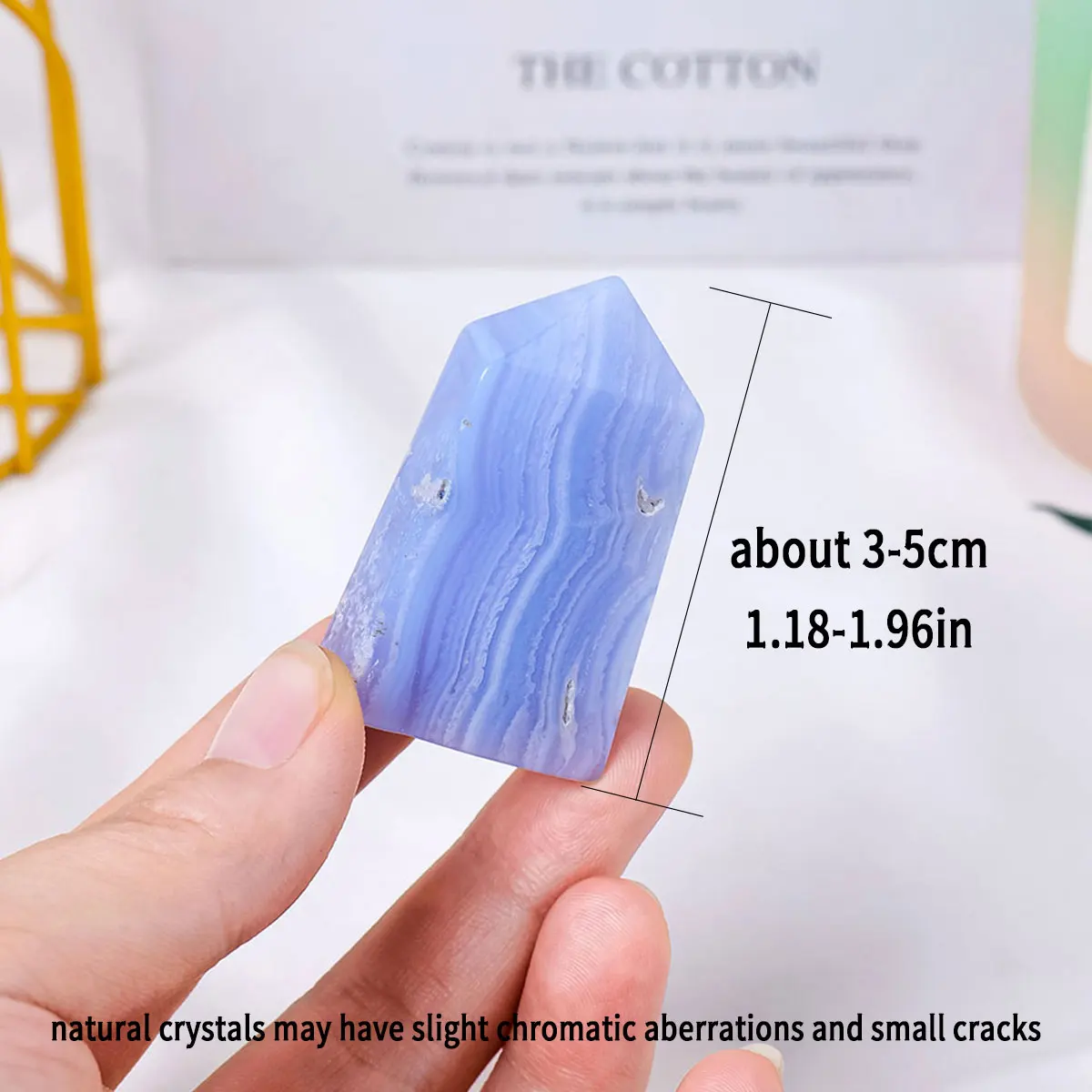 1pc  Natural Crystal Blue Chalcedony Agate Four Sided Pillar Original Crystal Handicraft Home And Office Decoration