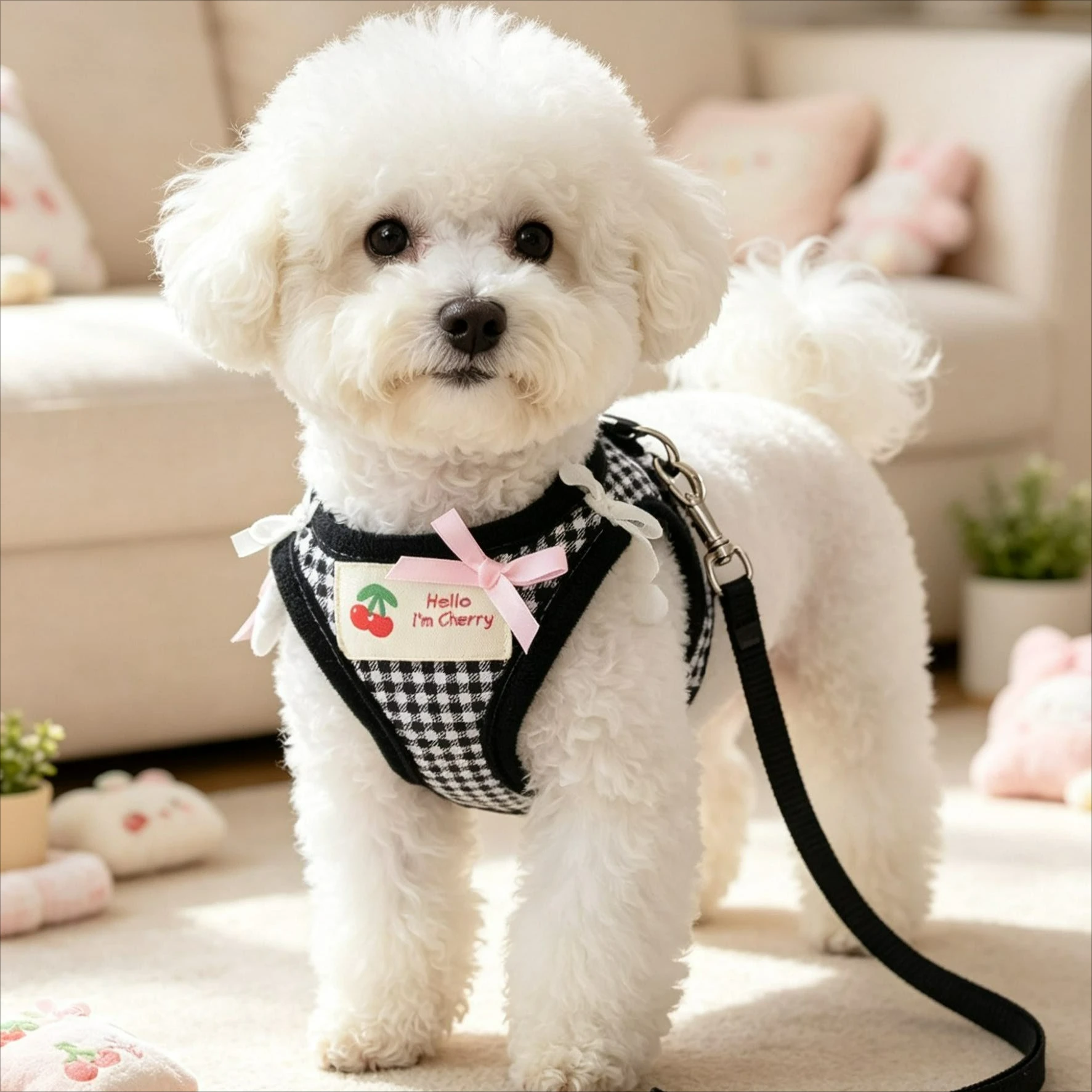 Pet Products Cute Little Angel Wings Pet Dogs Harness Collar Pet Chest Back Small Dogs Cats Strap Walking Harness Dog Collar Set view 2