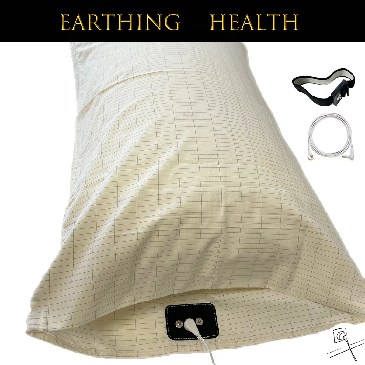 Earthing Fitted Beige Pillowcase with Silver Fiber Conductive Grounded Against ESD Pillowcover Radiation Protection for Health