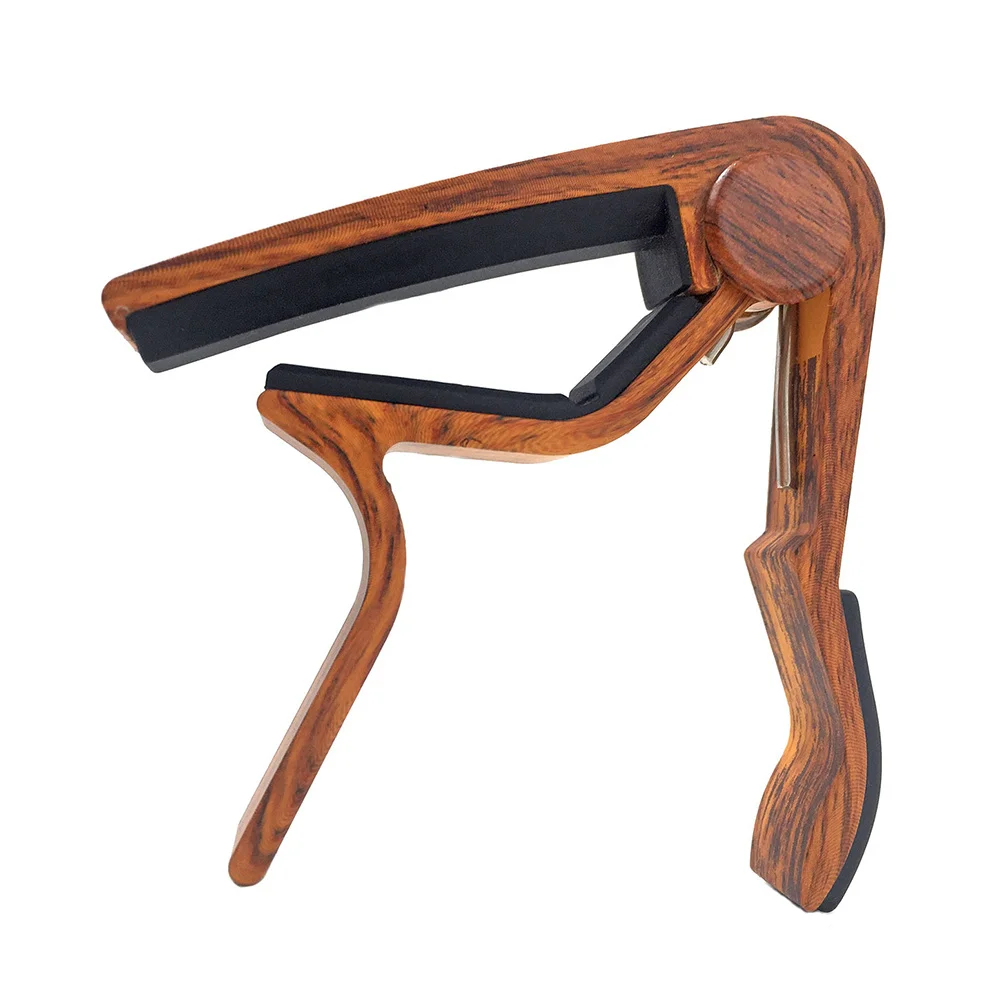 

1pcs Rose Wood Key Trigger Capo For Folk Guitar Ukulele Bass Violin Tuning Tool Durable Capo Applicable To Beginners