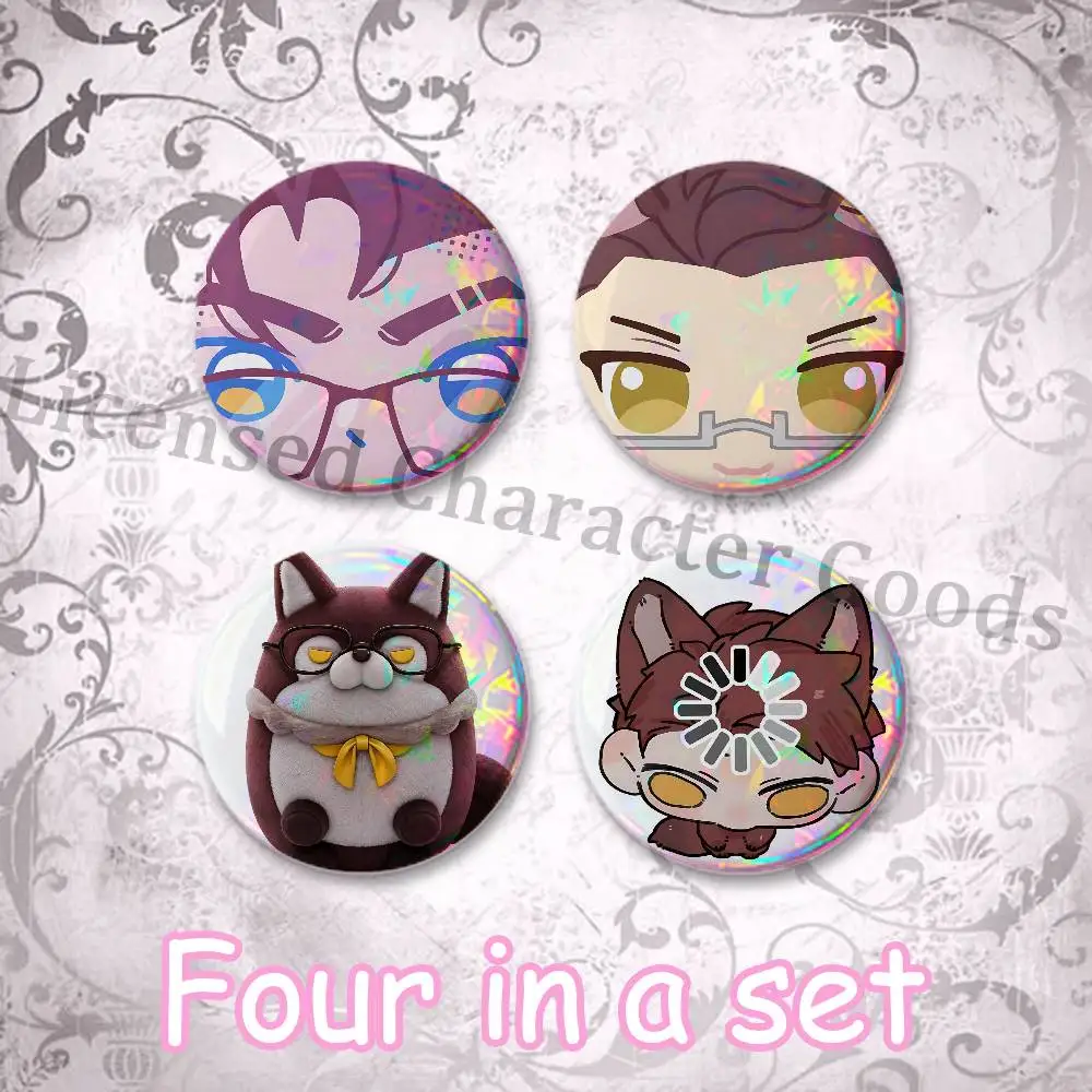 Valko Wolf Ao Yin 75mm Large Tin Badge 3 Inch Holographic Baji for Ita-Bag Centerpiece 4-Piece Set