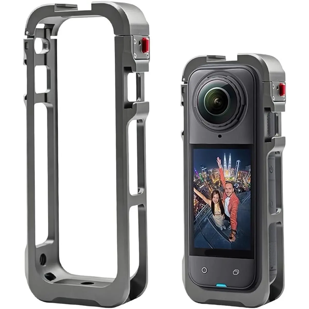 Aluminum Alloy Protective Case for X5 with Silicone Lens Guard Cap,Built-in Cold Shoe Mounts & 1/4
