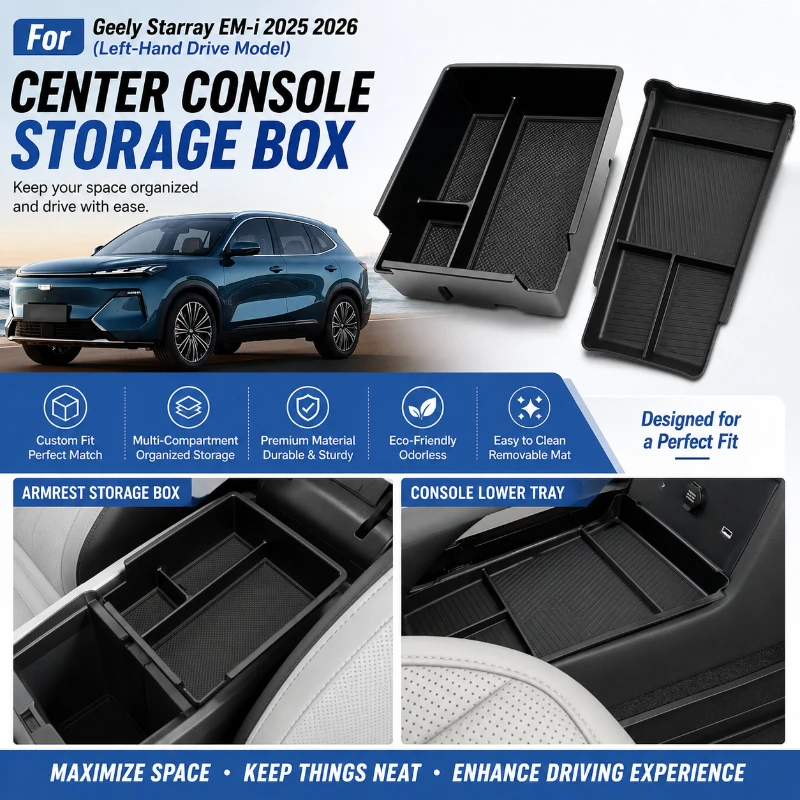 Center Console Storage Box for Geely Starray EM-i LHD 2025 2026 Armrest Storage Box Central Lower Tray Car Organizer Accessories