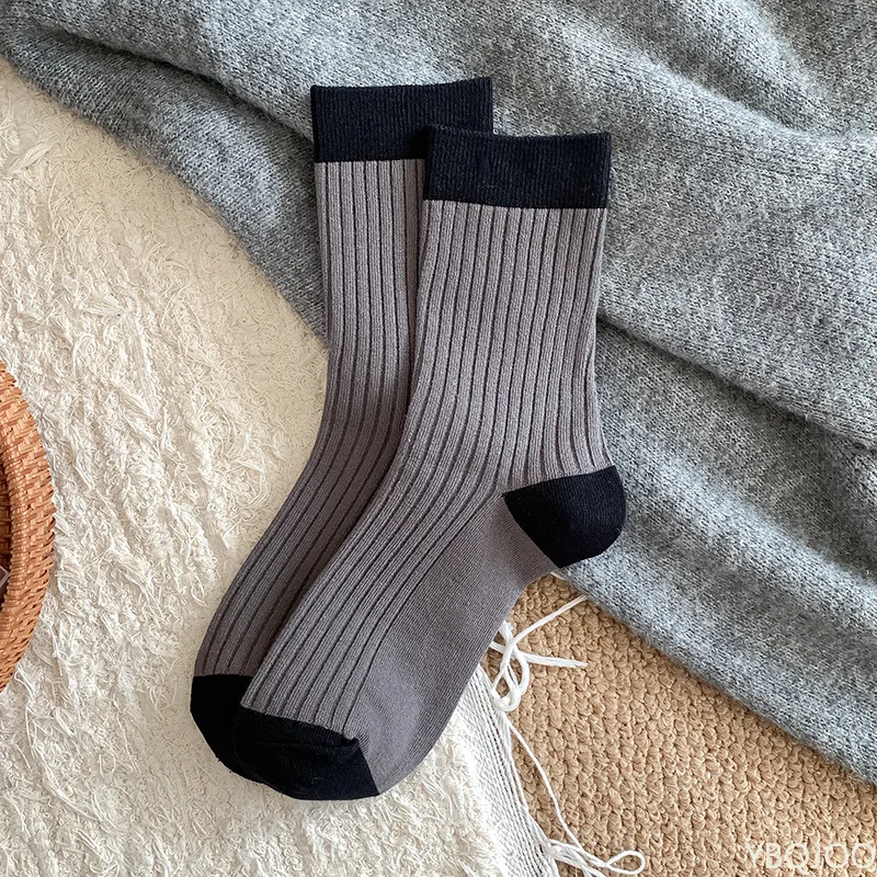 5 pairs men's pure cotton socks mid length socks spring autumn thick anti odor socks men's sweat absorbing mid length socks