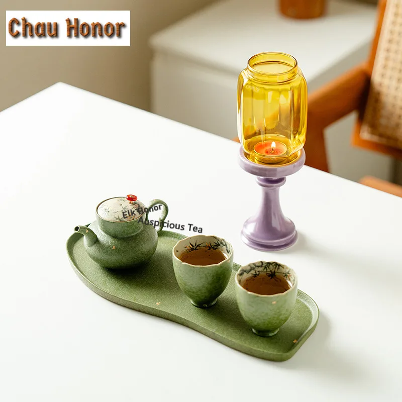 Sprinkle Gold Hand-painted Golden Bamboo Tea Set Complete Set Zen Tea Ceremony Set Tea Making Teapot And Tea Cup Set Cha Craft