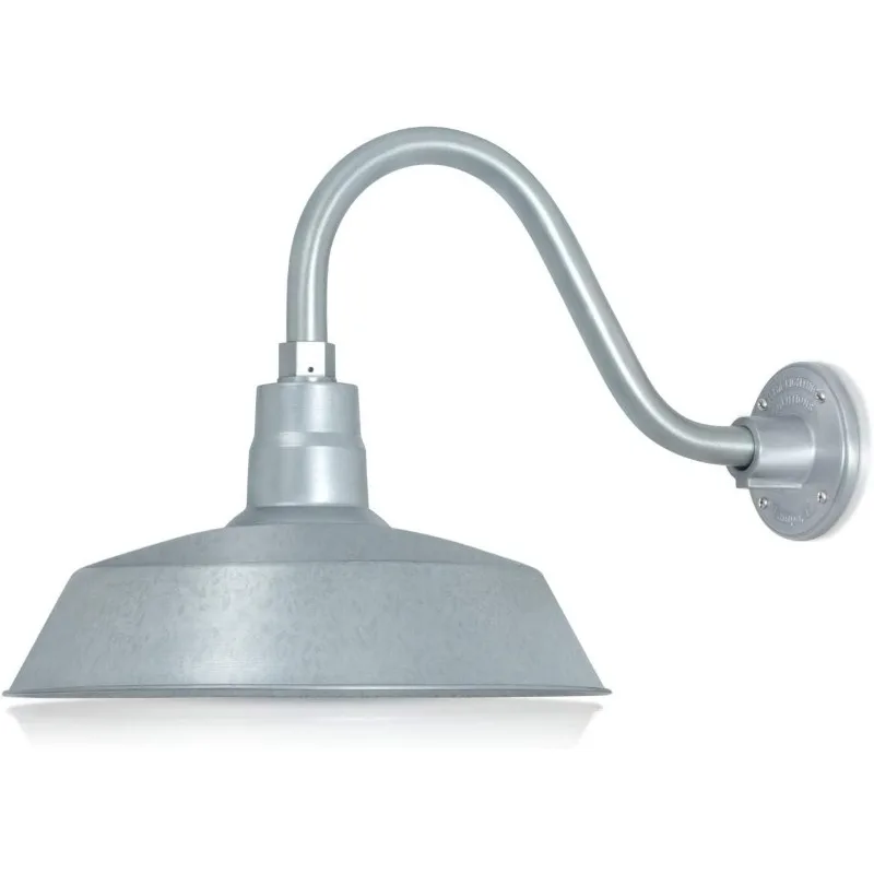 

14in. Galvanized Finish Outdoor Gooseneck Barn Light Fixture with 14.5 in. Long Extension Arm - Wall Sconce Farmhouse, Vintage,