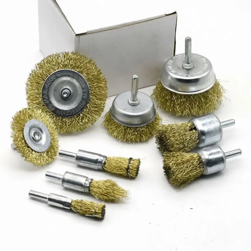 Power Drill Wire Brush Set Metal Cleaning Rust Removal Buffing Wheel Tool Kit For Industrial Surface Finishing Work