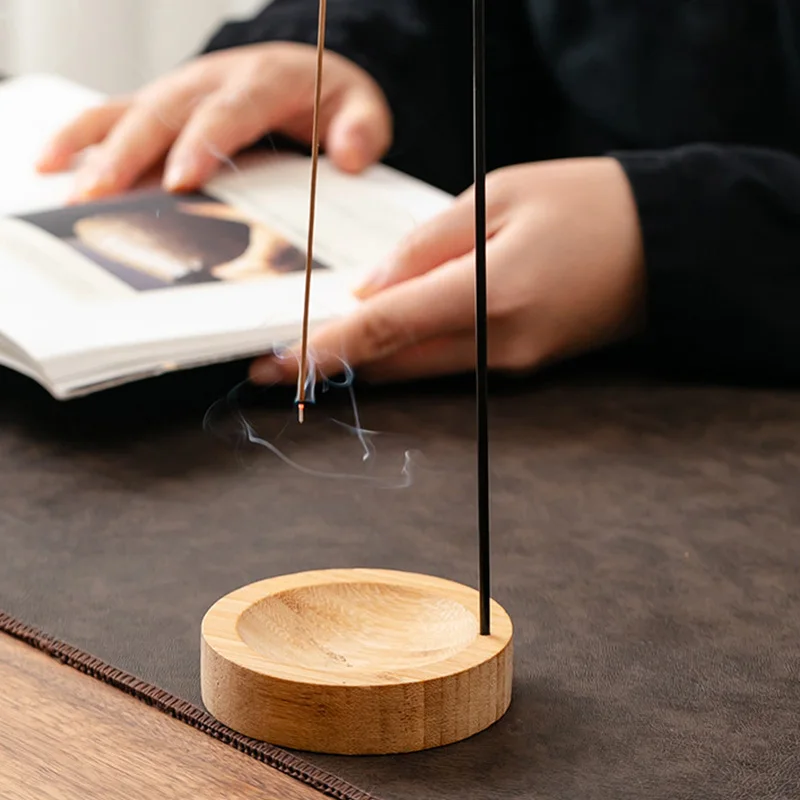 Quemador de incienso circular retro de madera – Soporte decorativo - imagen 5