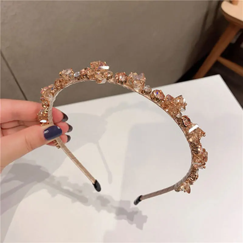 South Korea Crystal Rhinestone Headband Net Red INS French Elegant Headband Banquet Hair Pressure Hair Headdress Women