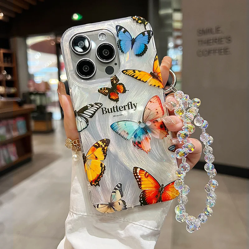 

Роскошный чехол-бабочка для телефона Xiaomi Redmi Note 14 Pro, Redmi Note 12 Pro, 15C, 14C, 13C, 11 4G 5G с ремешком (футляр)