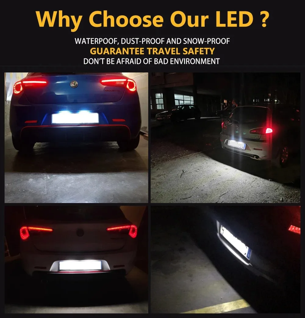 2Pcs 6000K White Canbus Error‑Free LED License Plate Lamps Plug‑and‑Play For Opel Vauxhall Astra H Corsa Zafira B Insignia A - view 3