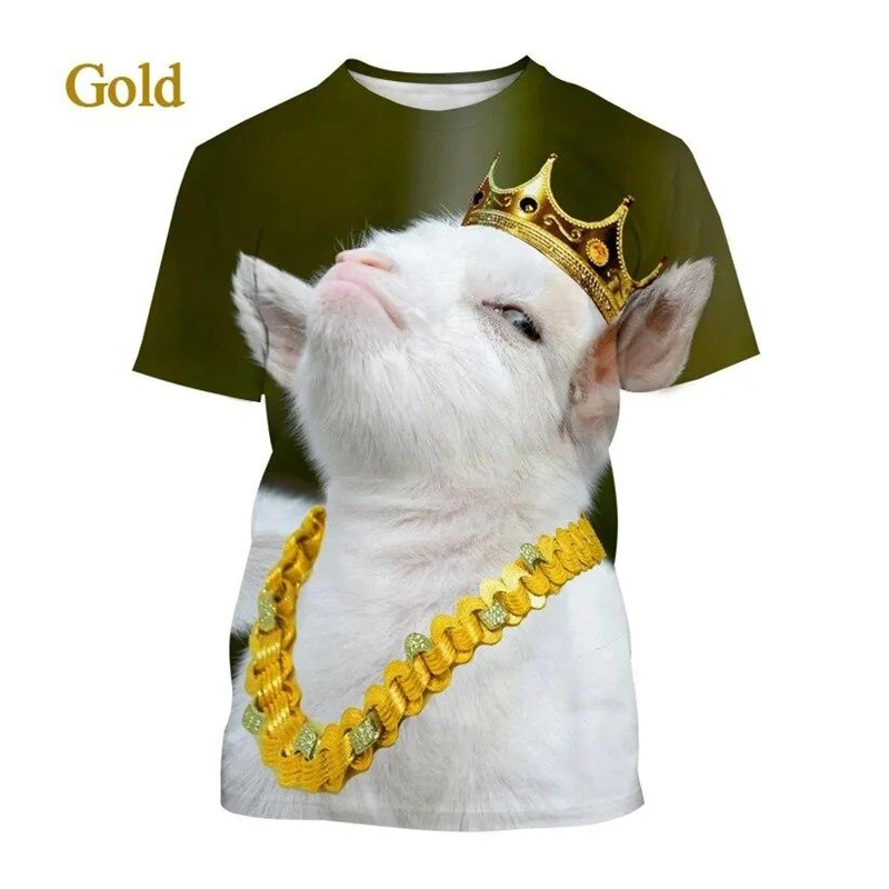 Summer Funny Goat 3D Printing Tees Extra Large Loose Tshirts Men Women Streetwear Round Neck Clothing Short Sleeve Top T-shirt