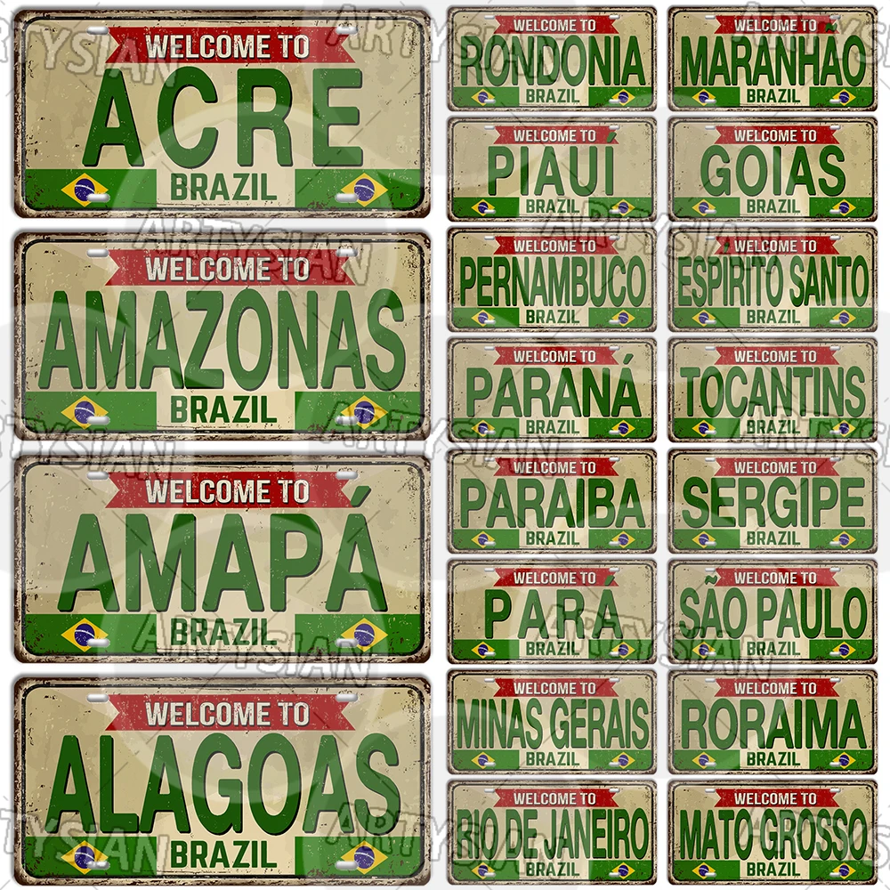 Brazil Landmark Metal Sign State Plque ACRE AMAPÁ AMAZONAS PARÁ RONDÔNIA RORAIMA TOCANTINS ALAGOAS BAHIA CEARÁ MARANHÃO PARAÍBA