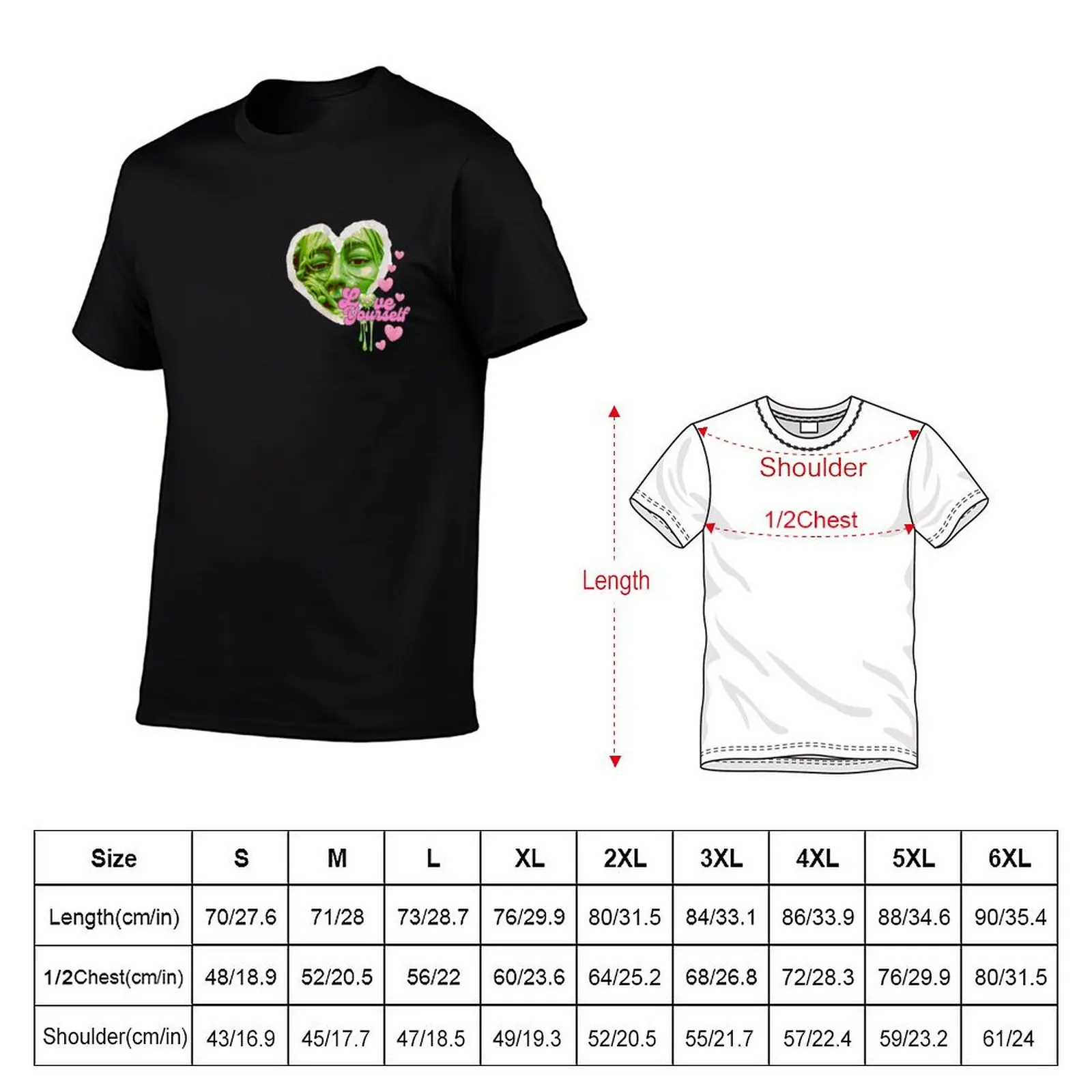 Cute love yourself hurt slime Y2K punk Femme aesthetic T-Shirt cotton t shirts high quality man t shirt summer T-Shirt