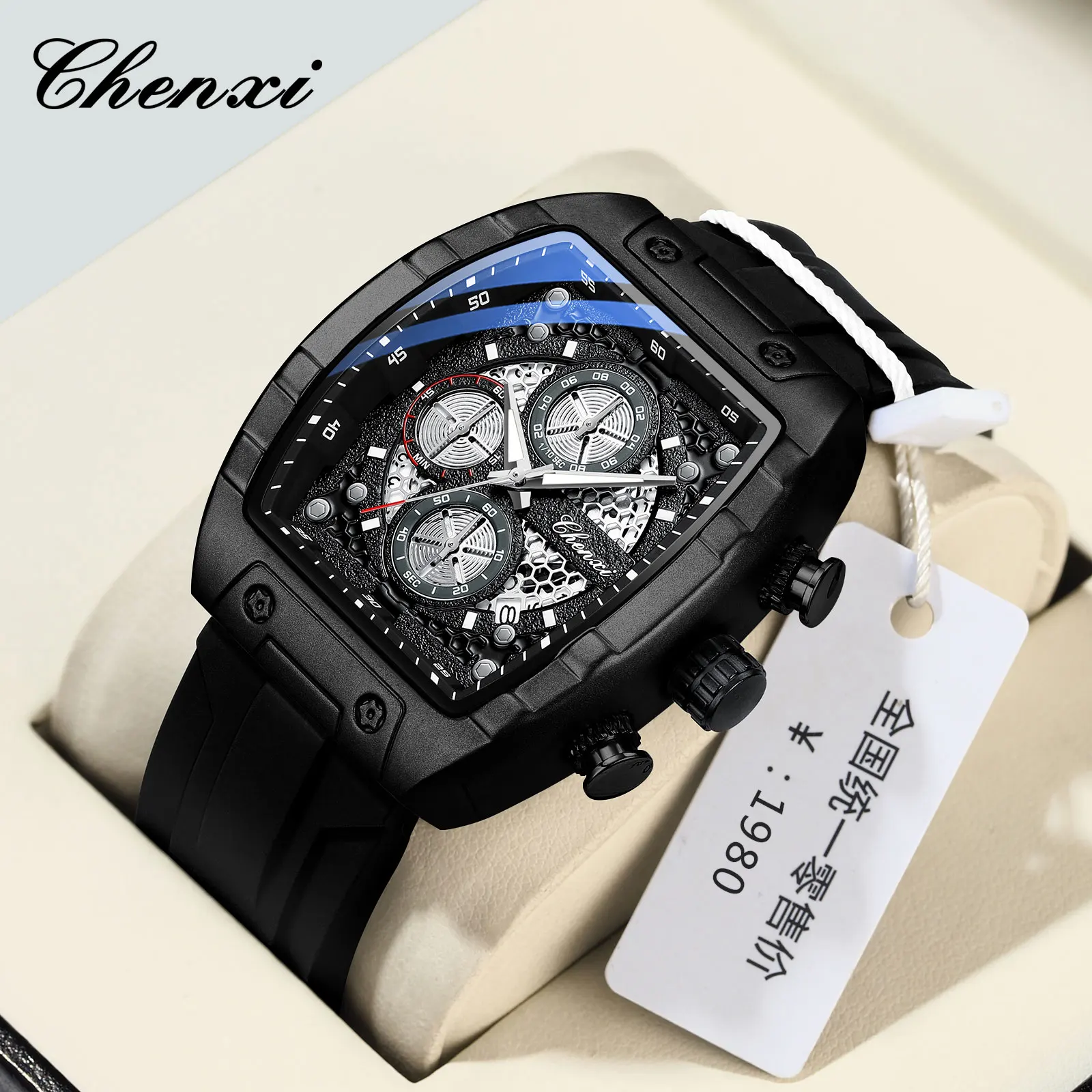 CHENXI 941 Sports Fashion Quartz Watches for Man Multifunction Chronograph Luminous Waterproof Calendar Casual Men's Wristwatch
