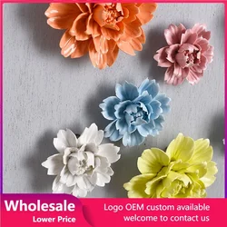 3D Stereo Wall Ceramic Flowers Crafts  Peony Lily  Flower Sticker Decoration Wall Mural Ornaments Background Murals