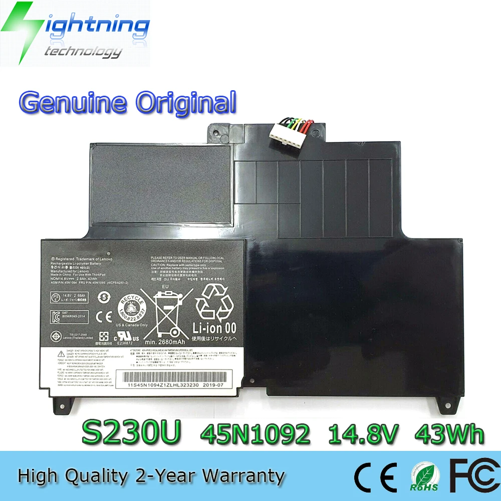 New Genuine Original 45N1092 14.8V 43Wh Laptop Battery for Lenovo ThinkPad Edge S230u Twist 45N1093 45N1094