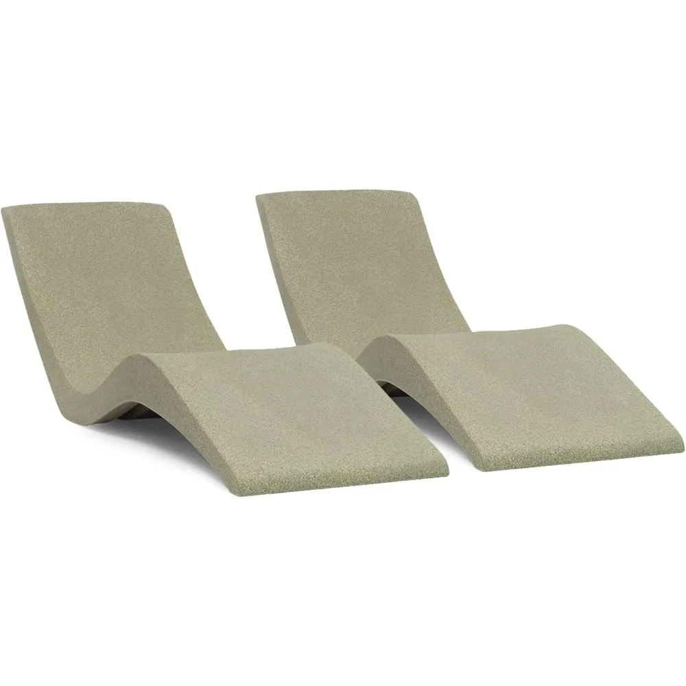 

Outdoors- in-Pool Chaise Lounger - Pool & Sun Shelf Lounge Chair Designed for Water Depths Up to 9”, Set of 2 Sandstone Granite