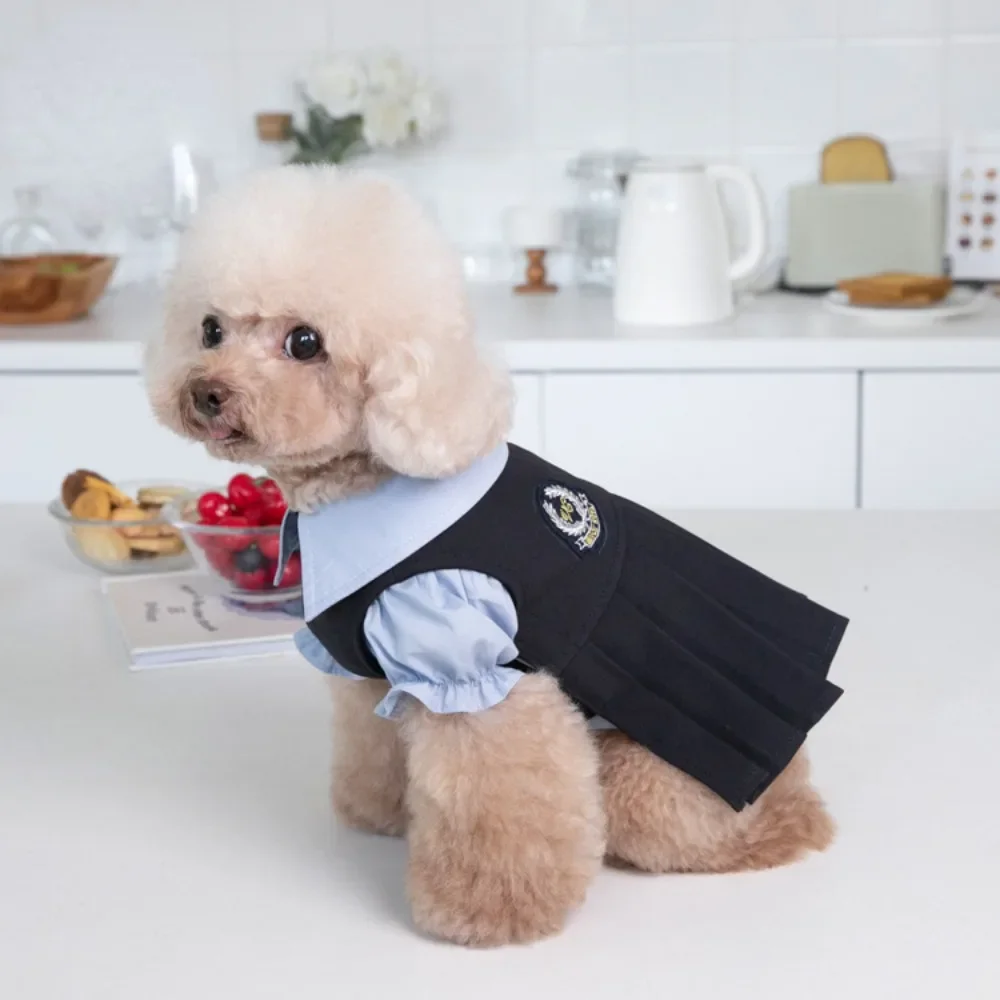 Pet Autumn Winter INS Dog School Uniform Skirt Cute Pleated Skirt Dog Shirt Pet Clothing Cat and Dog Clothing Pet Clothing Teddy