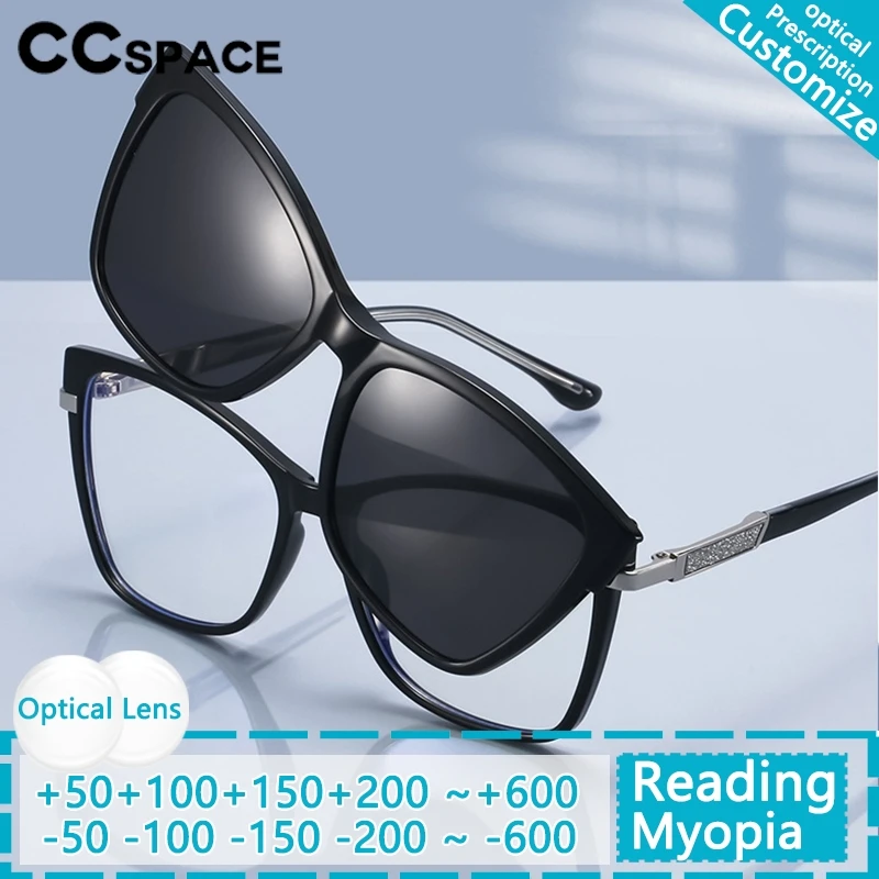 

Магнитные очки для близорукости с клипсой TR90, поляризационные солнцезащитные очки для женщин и мужчин, антибликовые очки для вождения, модные оптические очки «кошачий глаз»