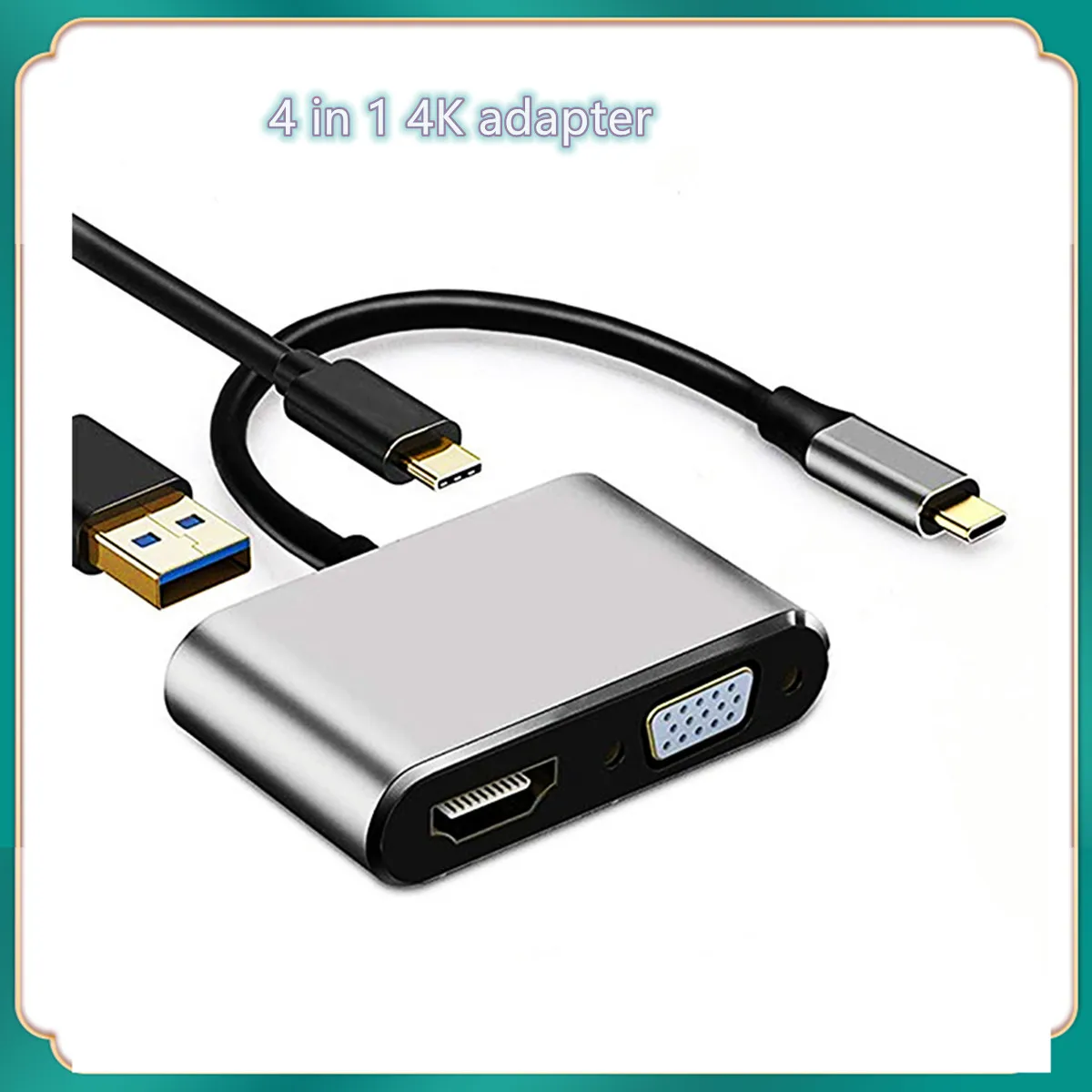 

USB Type C 3.1 to HDTV 4K VGA 1080P USB 3.0 Hub Thunderbolt 3 USBC 60W PD Port Splitter Cable for Mac-book 2018 ip-ad Pro XPS 13