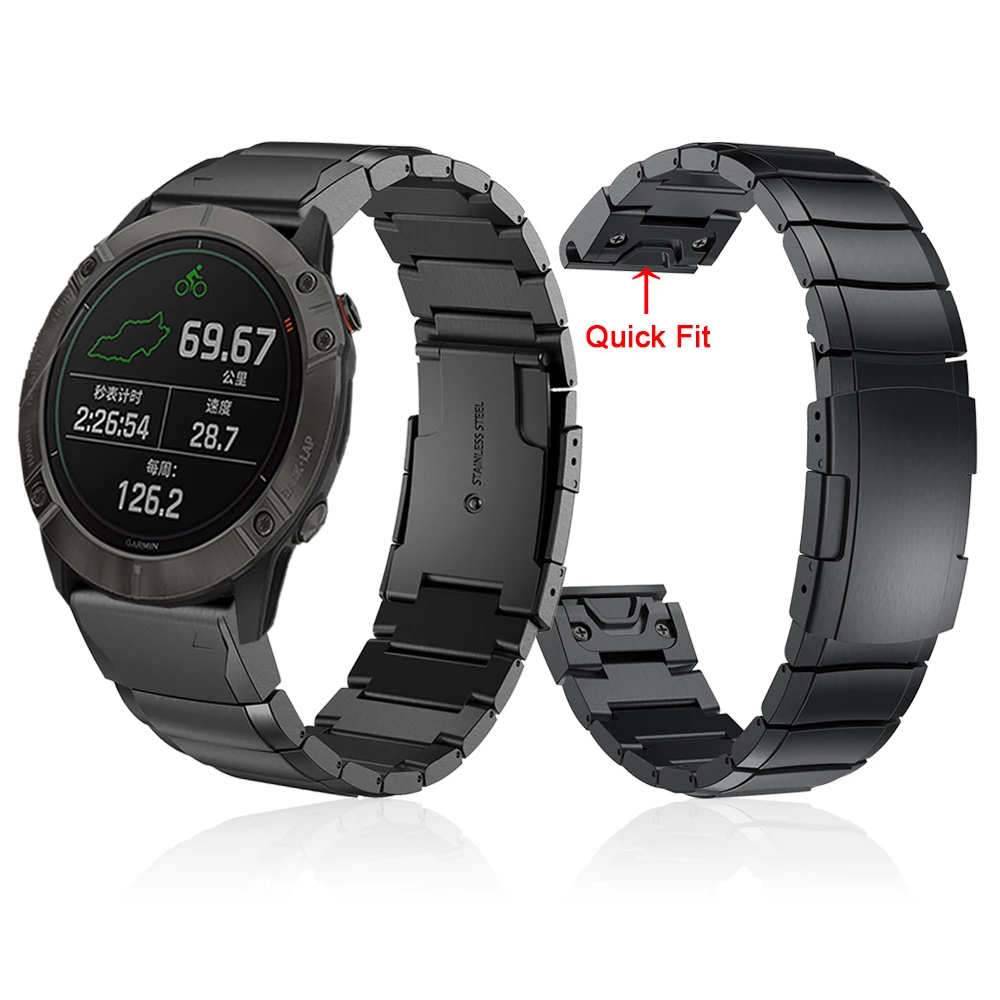 Metall-Edelstahlarmband für Garmin Fenix 6X Pro Band-Armband, 26 mm Schnellverschluss-Armband für Fenix 5X Plus/3 Uhrenarmbänder