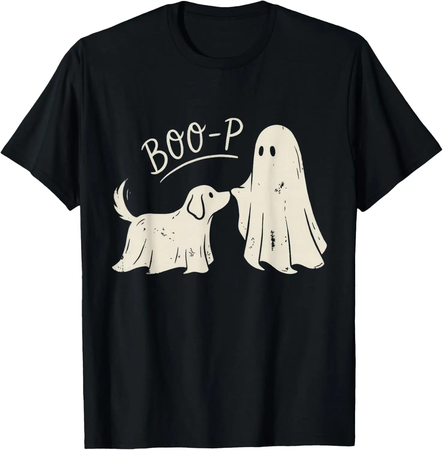 Boo-P Ghost Dog Nose Boop Halloween Costume Animal Lover T-Shirt Streetwear Clothing Gifts for Men Printed T-shirt