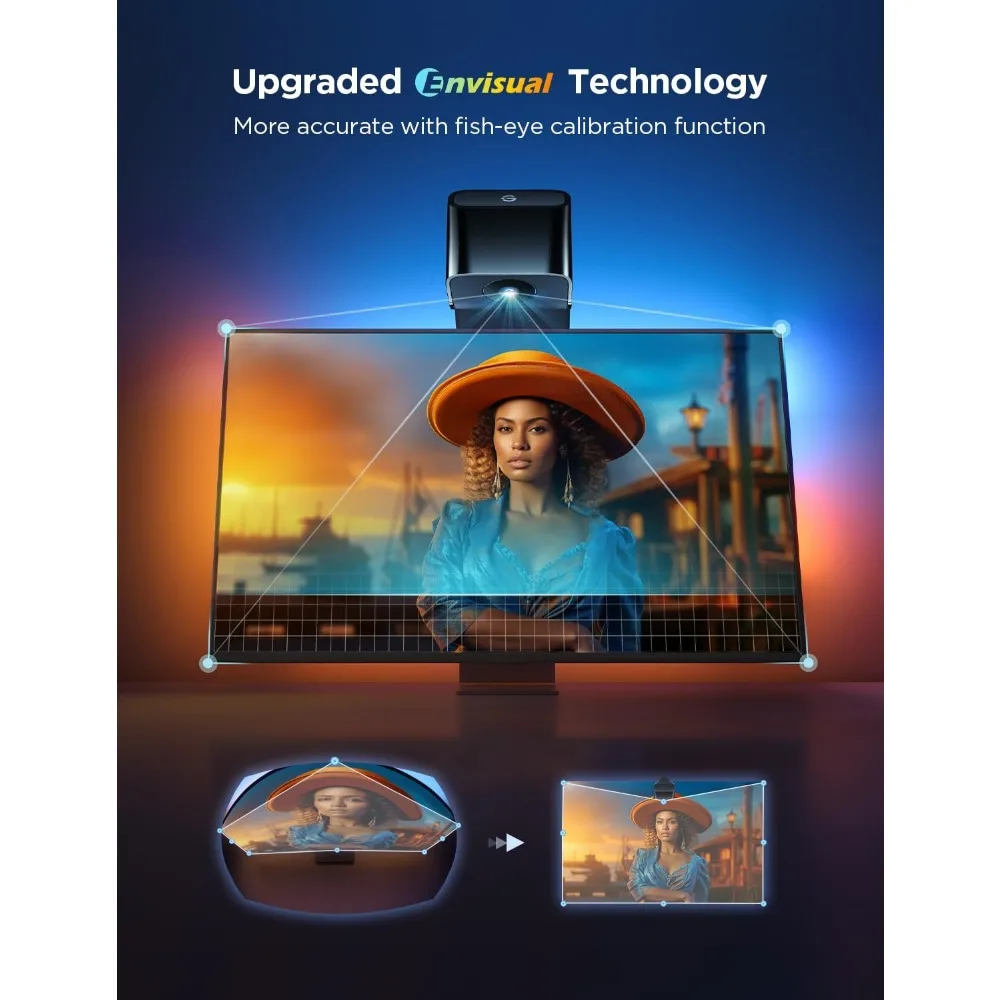 إضاءة خلفية للتلفاز من Govee 3 Lite مع وظيفة تصحيح عين السمكة ومزامنة أجهزة التلفاز مقاس 40-50 بوصة، وأضواء شريط LED RGBICW بطول 7.8 قدم مع كاميرا #2