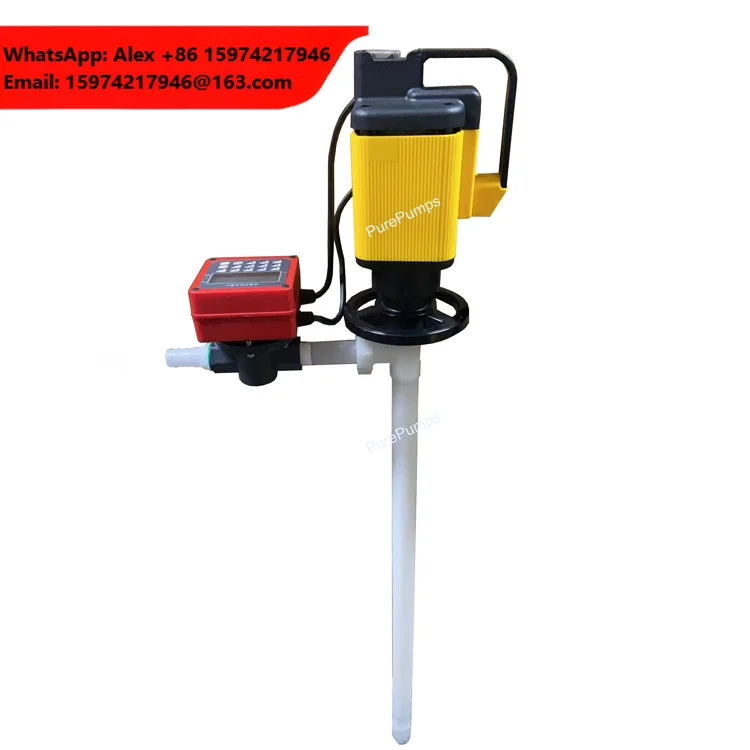 Portable 1M PVDF Tube High Pressure Impeller Transfer Chemical Industrial Liquids Barrel Electric Pump With Metering Function
