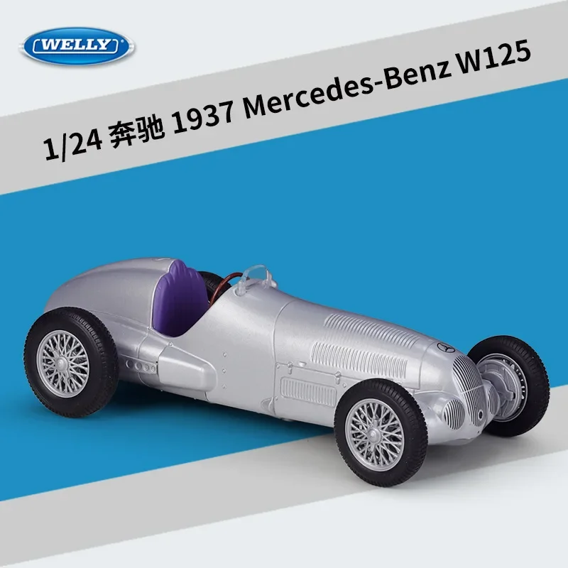 

WELLY 1:24 1937 Mercedes-Benz W125 Vintage car Simulation Diecast Car Metal Alloy Model Car Children's toys collection gift B885