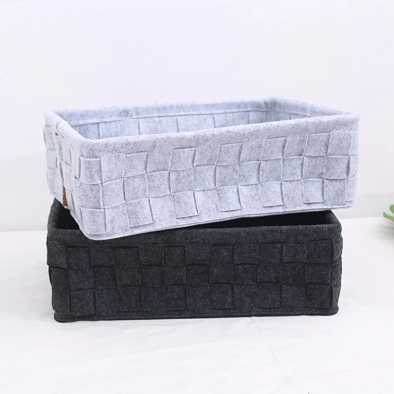 Felt Woven Storage Box Laundry Basket Clothes Storage Basket Child Toys Desktop Cosmetics Sundries Organizer Living Room Decor