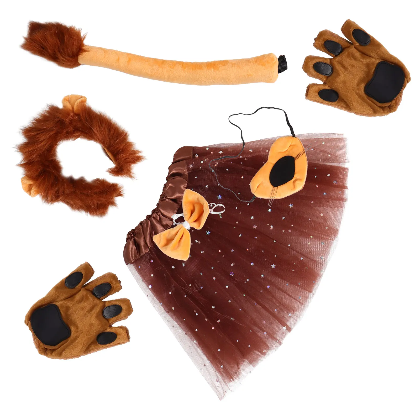 

1 set Costume Set Soft Reusable Ears Lion Ears Headb Headb Tails Kids Dress Furry Halloween Performance Costumes